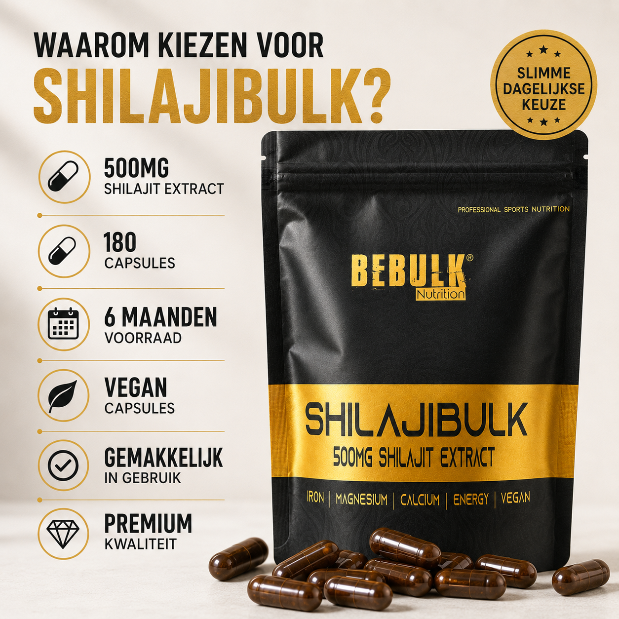 ShilajiBulk - Shilajit 500mg - Vegan - BeBulk Nutrition