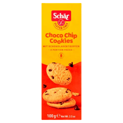 Dr. Schär Cookies Choco Chip Glutenvrij 100g package - gluten-free chocolate chip cookies - Desapega.nl
