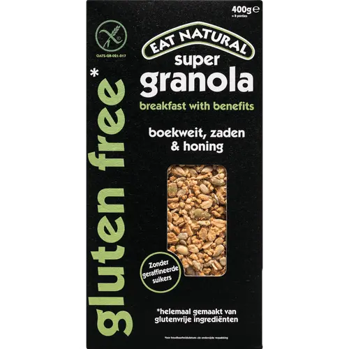 Eat Natural Super Granola with Buckwheat 400g - High protein gluten-free breakfast cereal with seeds and honey - Desapega.nl