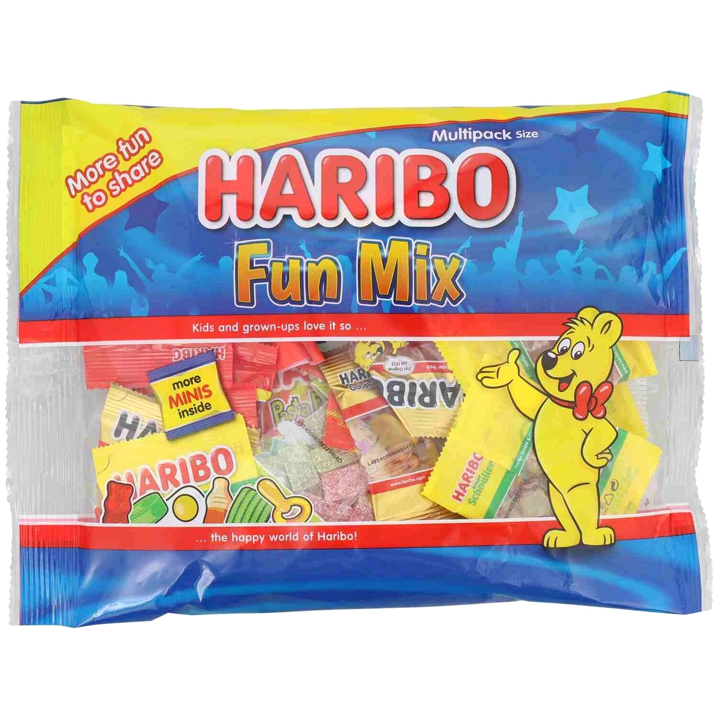 Haribo Fun Mix 350g bag featuring assorted mini gummy candies, individually wrapped for sharing - Desapega.nl