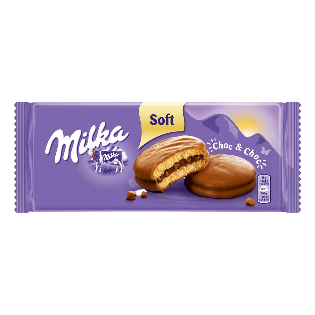 Milka Choc & Choc cookies 184g package showing chocolate chip cookies with Alpine milk chocolate - Desapega.nl