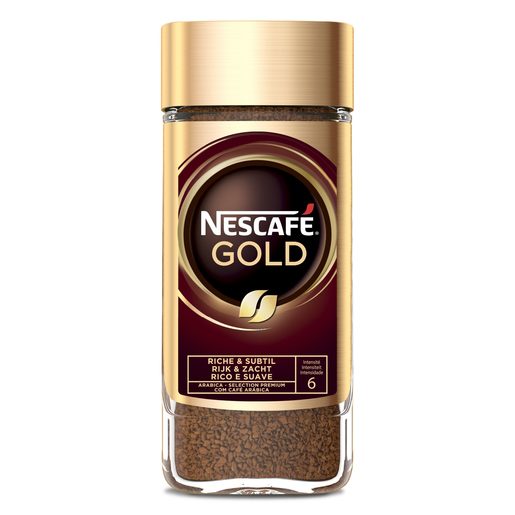 Nescafé Café Solúvel Gold 200g jar showing premium instant coffee blend with rich aroma - buy from Desapega.nl