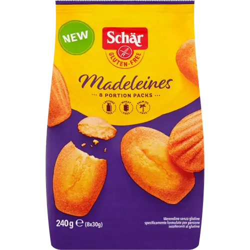 Schär Madeleines Gluten-Free French-style cakes in shell shape, 240g package, perfect for tea time - Desapega.nl