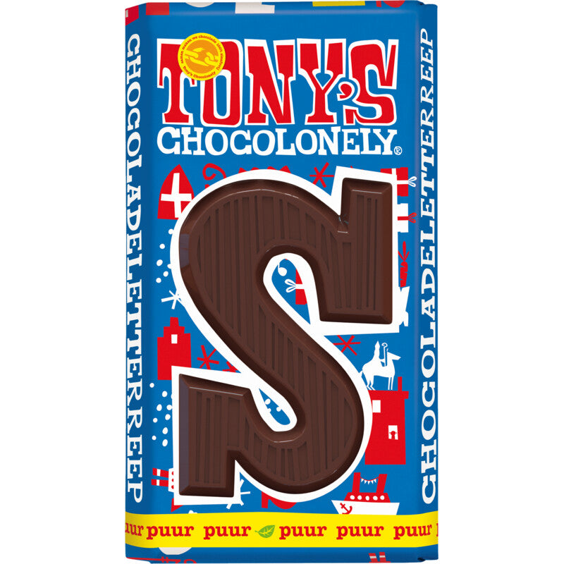 Tony's Chocolonely Chocolate Letter S 180g white Belgian chocolate bar for Sinterklaas festivities - buy from Desapega.nl