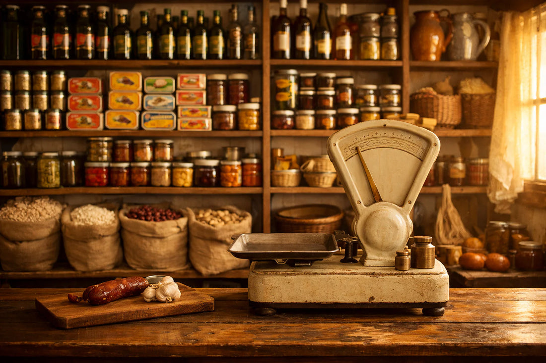 Mercearia portuguesa — interior of a traditional Portuguese grocery store with shelves stocked with authentic products.