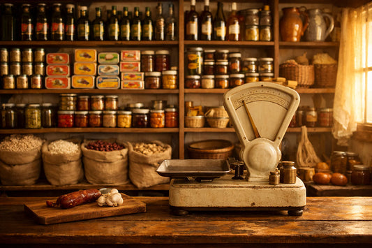 Mercearia portuguesa — interior of a traditional Portuguese grocery store with shelves stocked with authentic products.