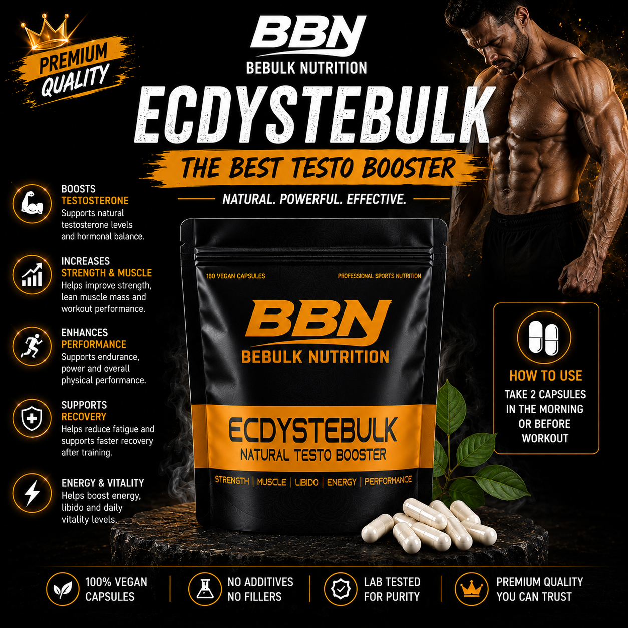 Ecdystebulk - Beta-Ecdysterone 1000mg 98% - Capsules - BeBulk Nutrition