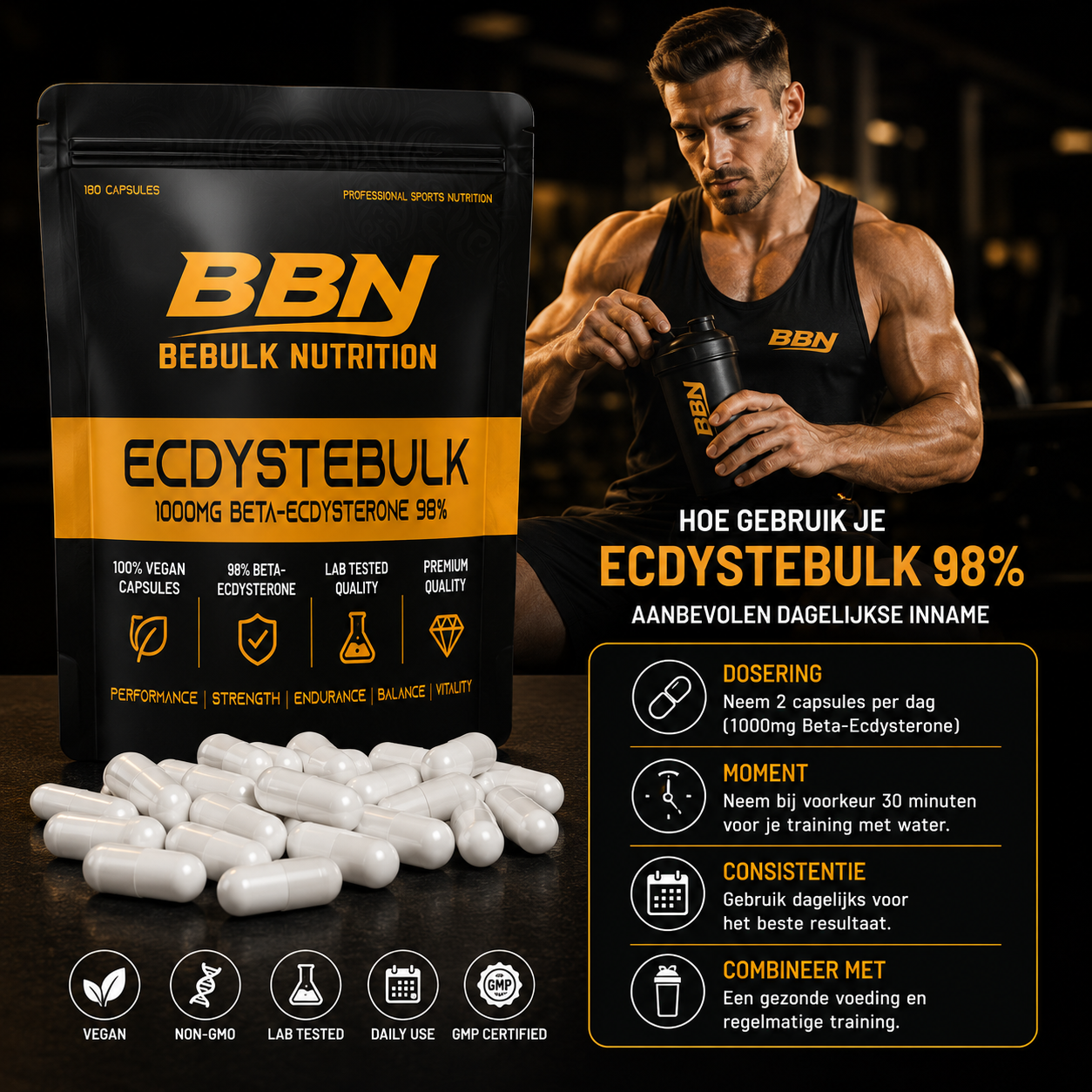 Ecdystebulk - Beta-Ecdysterone 1000mg 98% - Capsules - BeBulk Nutrition