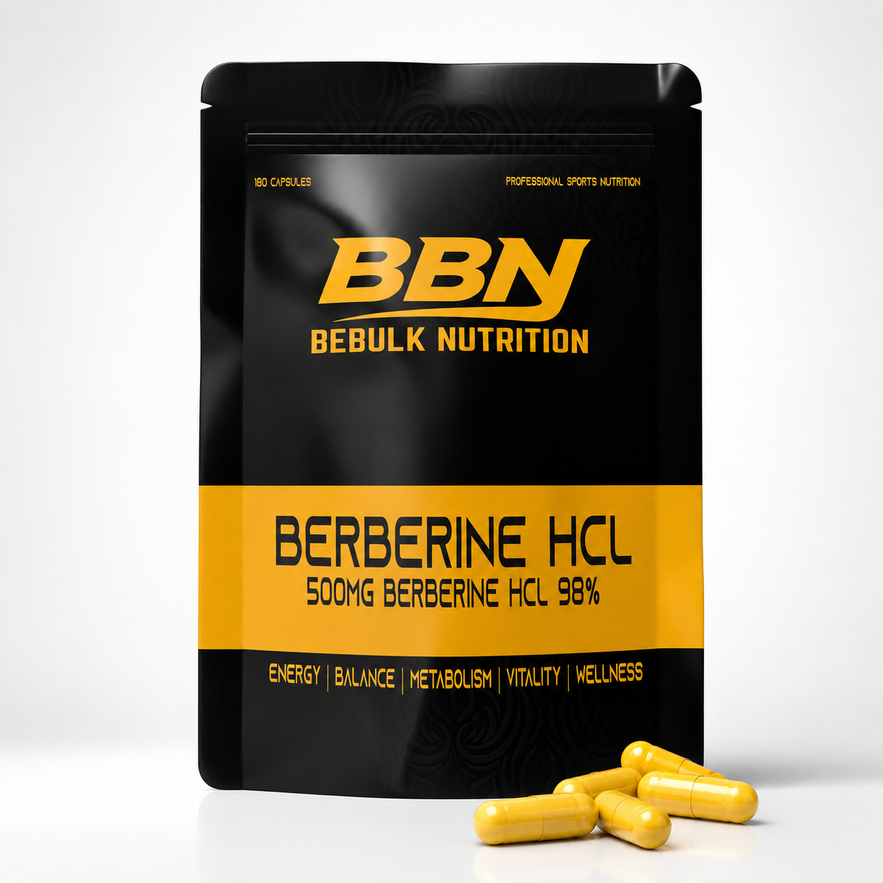 Berberine HCL 98% - 500mg - Vegan - BeBulk Nutrition