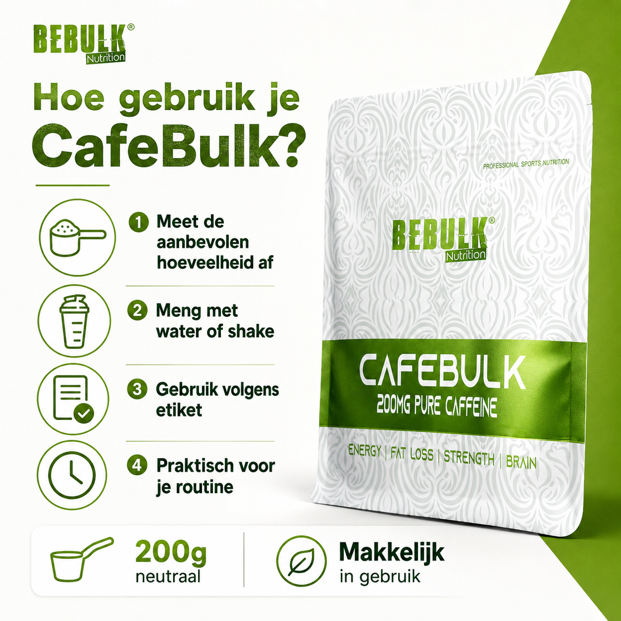 Cafebulk - Cafeína Poeder - BeBulk Nutrition 