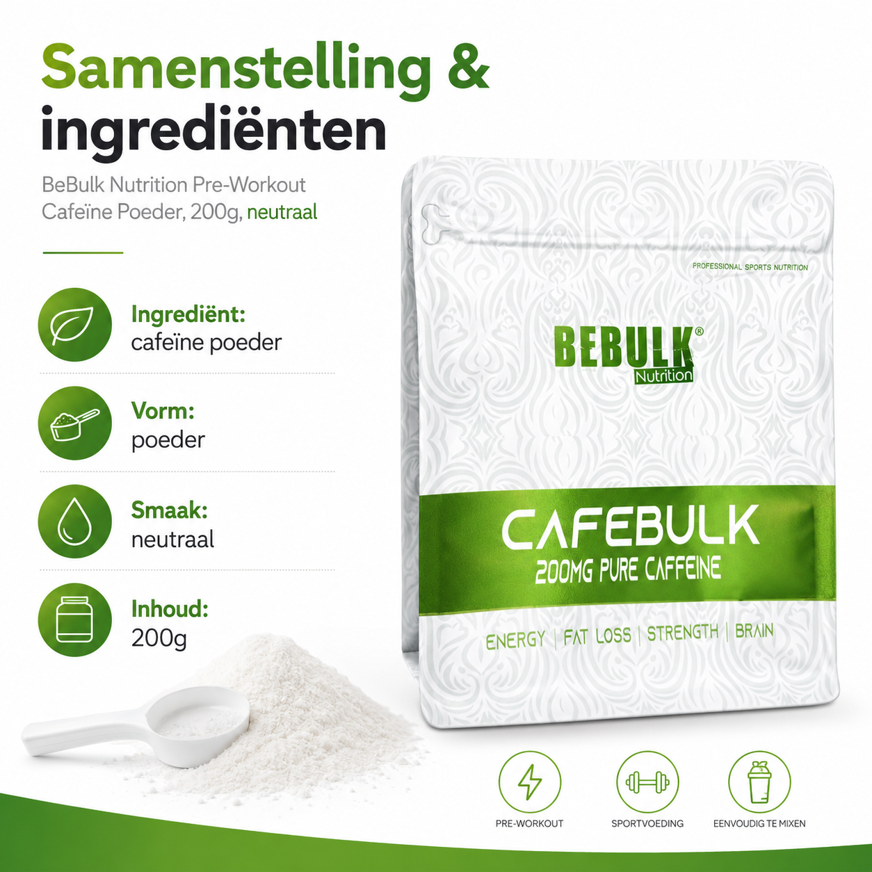 Cafebulk - Cafeína Poeder - BeBulk Nutrition 
