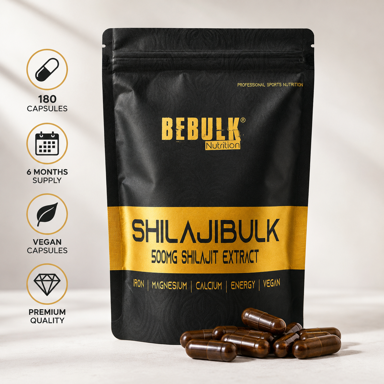 ShilajiBulk - Shilajit 500mg - Vegan - BeBulk Nutrition