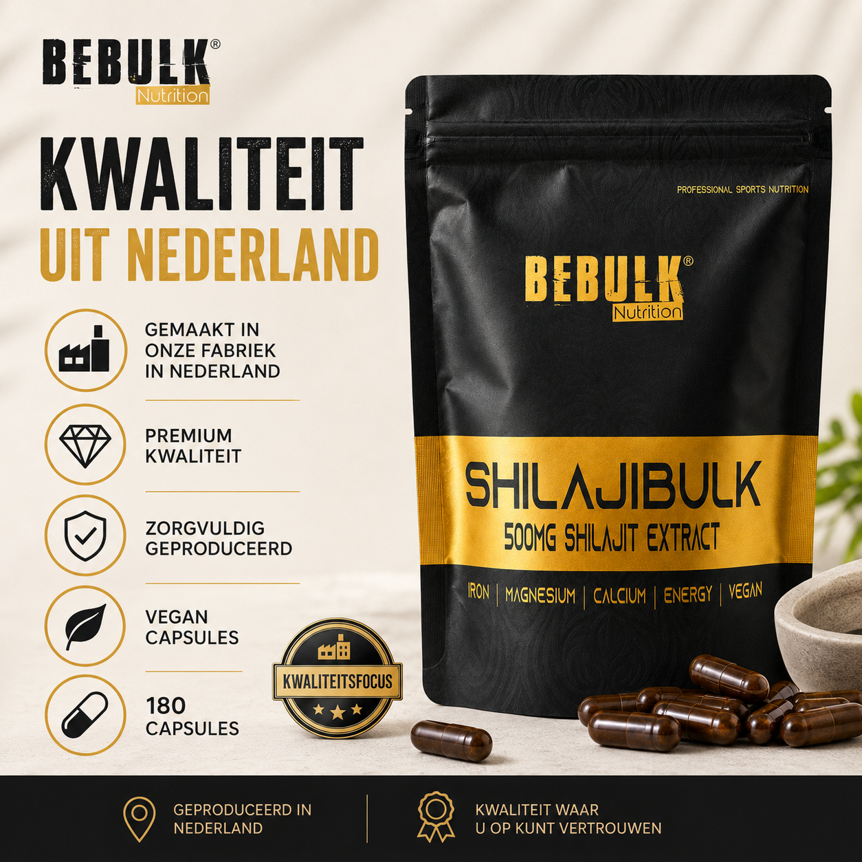 ShilajiBulk - Shilajit 500mg - Vegan - BeBulk Nutrition