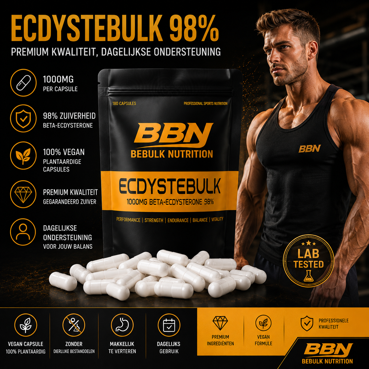Ecdystebulk - Beta-Ecdysterone 1000mg 98% - Capsules - BeBulk Nutrition
