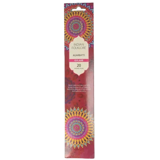Indian Folklore Gulaab Agarbatti 20 hand-rolled rose incense sticks from India in traditional packaging - Desapega