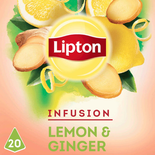 Lipton Infusão Limão e Gengibre em Saquetas (Citroen en Gember pyramidezakjes) - 20 un | Lemon & Ginger Infusion Pyramid Tea Bags - Desapega
