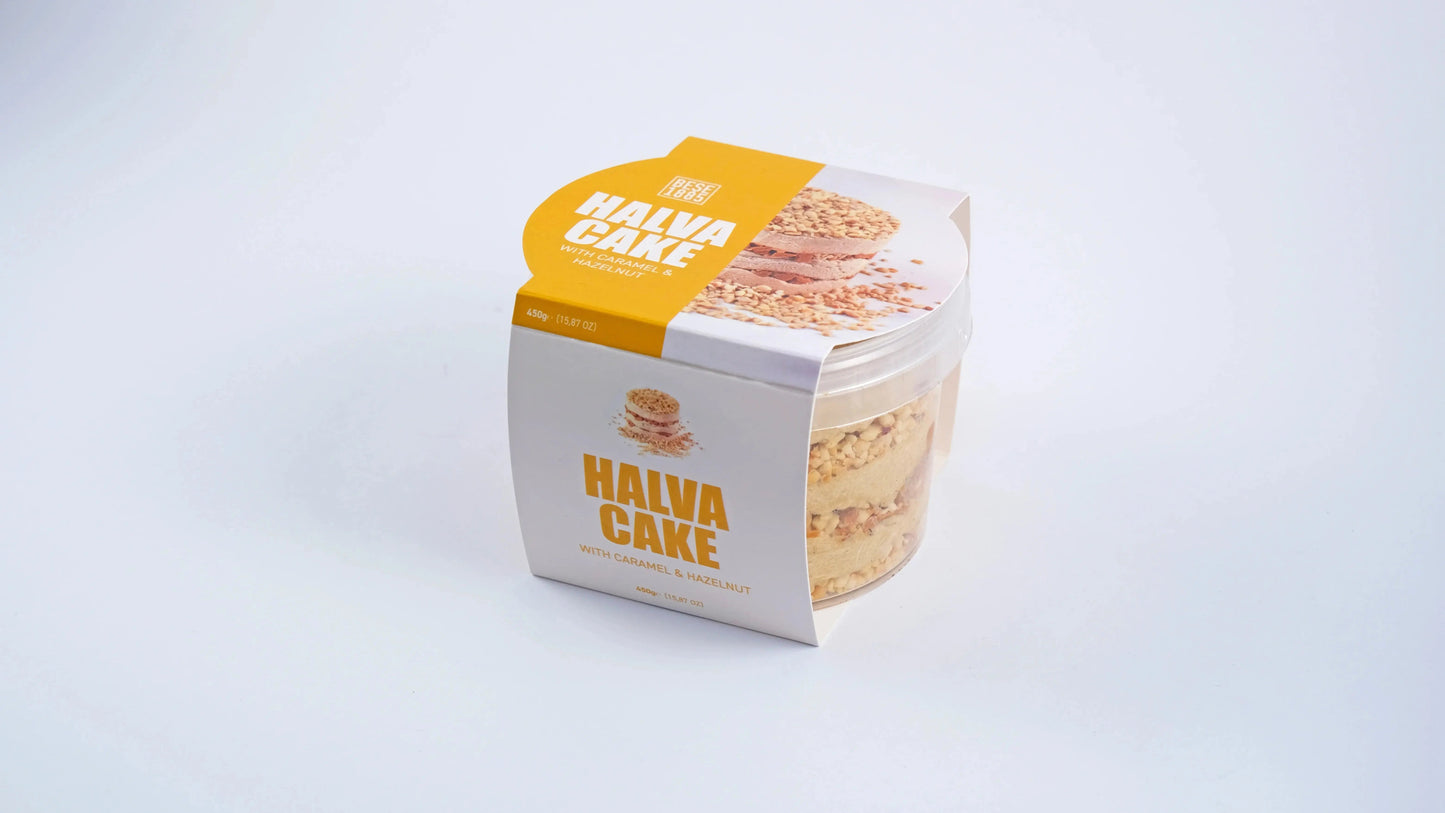 Premium Halva Cake – 450g – Caramel & Hazelnut