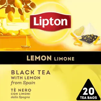 Lipton Chá Limão box with 20 pyramid tea bags, Rainforest Alliance certified lemon black tea - Desapega.nl