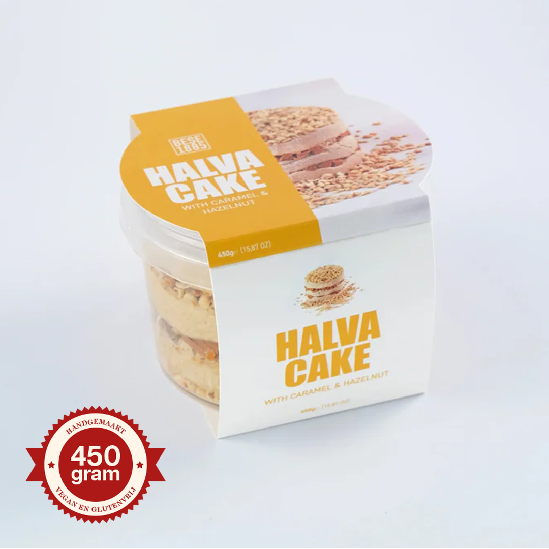 Premium Halva Cake – 450 g – Karamel &amp; Hazelnoot