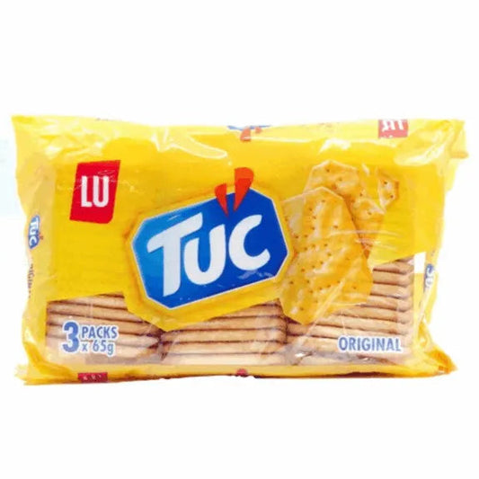 Tuc Classic Crackers 195g pack by Lu, light and crispy Dutch snack in three fresh packs - Desapega.nl