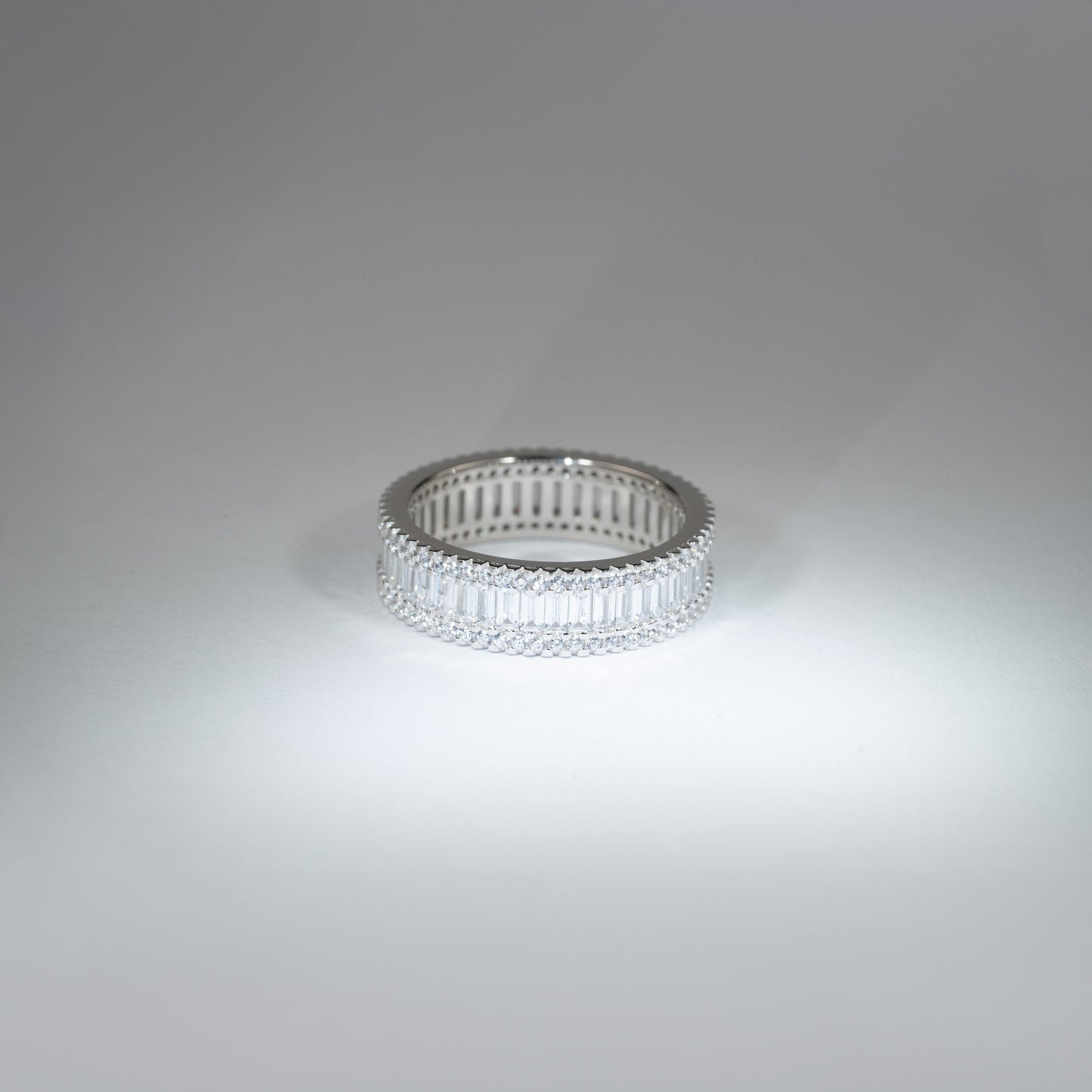 NEW | Sterling Silver Baguette Eternity Ring – Triple Row Brilliants