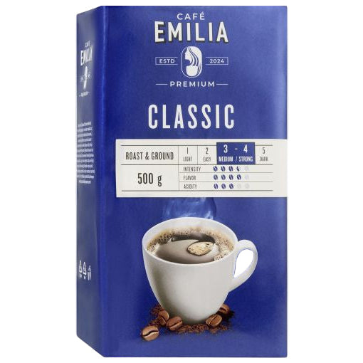 Café Emilia Classic 500g ground coffee package from Germany to Desapega.nl
