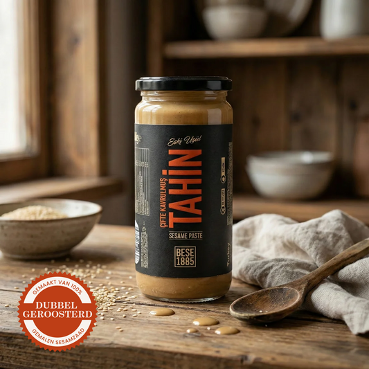 Halva de Tahine Premium Duplamente Torrado – Pote de Vidro de 500g