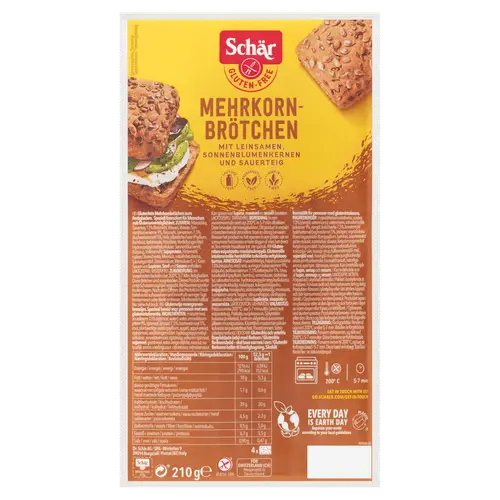 Dr. Schär gluten-free multigrain rolls with sunflower seeds, linseed and buckwheat, 210g package - Desapega.nl