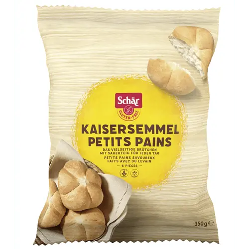 Dr. Schär Kaiserbroodjes Glutenvrij 350g - Six golden gluten-free rolls with crusty exterior, perfect for sandwiches - Desapega.nl