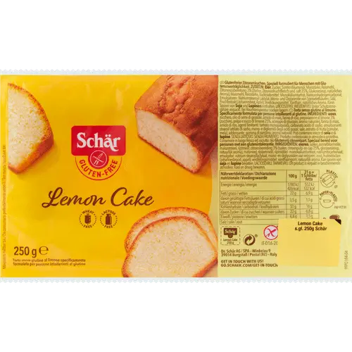 Dr. Schär Gluten-Free Lemon Cake 250g package with soft moist citrus cake made with real lemon pulp - Desapega.nl