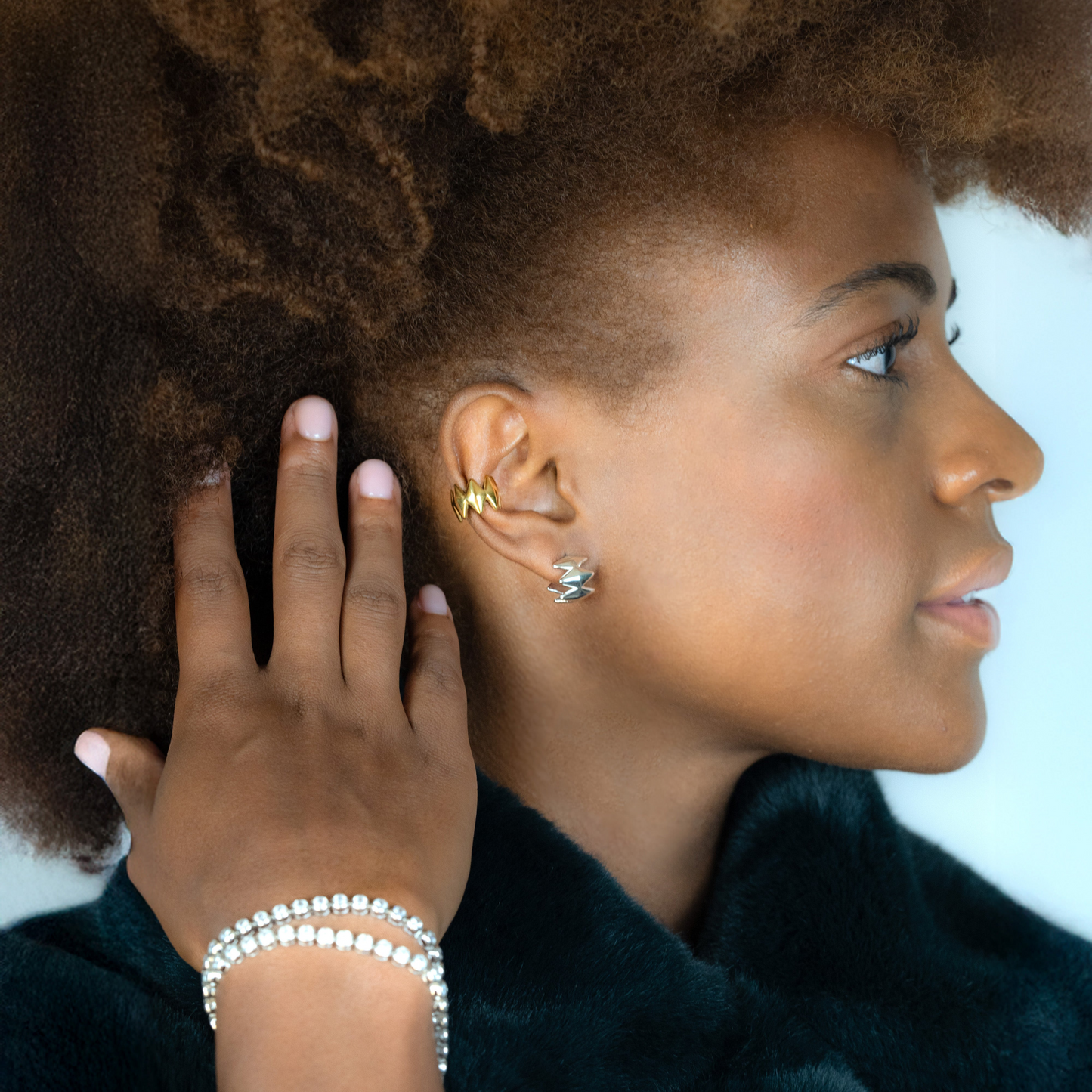 Edgy Silver Earrings, designed by Rebeca Sá