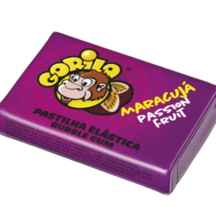 Gorila Pastilhas Elásticas assorted flavors Portuguese bubble gum single unit packaging - Desapega.nl - maracujá