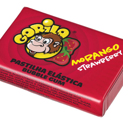 Gorila Pastilhas Elásticas assorted flavors Portuguese bubble gum single unit packaging Morango - Desapega.nl