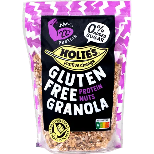 Holie's Granola Protein Peanuts 330g pack with gluten-free oats, soy flakes, nuts, and seeds - Desapega.nl