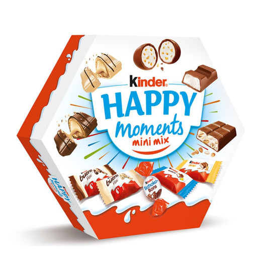 Kinder Happy Moments 161g chocolate gift box with assorted milk chocolate pralines on white background- Desapega.nl