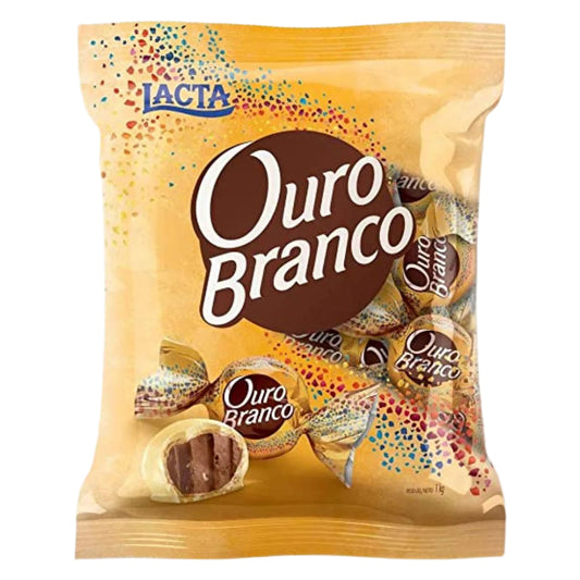 Lacta Ouro Branco Bombom 1kg — white chocolate-coated wafer bonbons with creamy filling - Desapega.nl