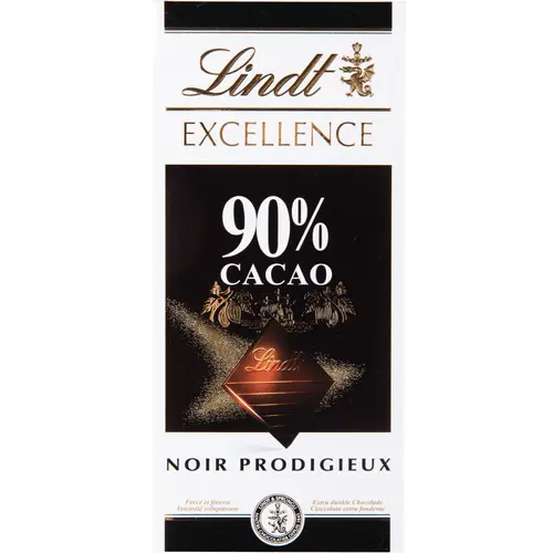 Lindt Excellence 90% Cocoa Dark Chocolate Bar 100g - Premium Swiss extra dark chocolate with intense cocoa flavor - Desapega.nl