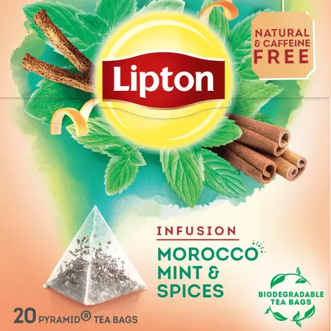 Lipton Morocco Mint & Spices herbal infusion pyramid tea bags with cinnamon, licorice, and spearmint - Desapega.nl