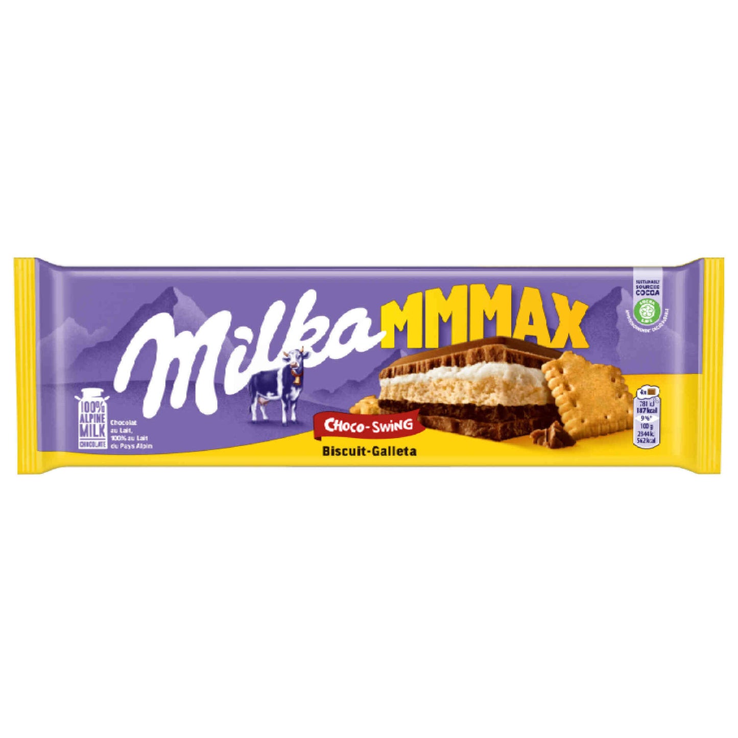 Milka Tablete de Chocolate de Leite com Bolacha 300g - creamy milk chocolate bar with crunchy biscuit layers - Desapega.nl