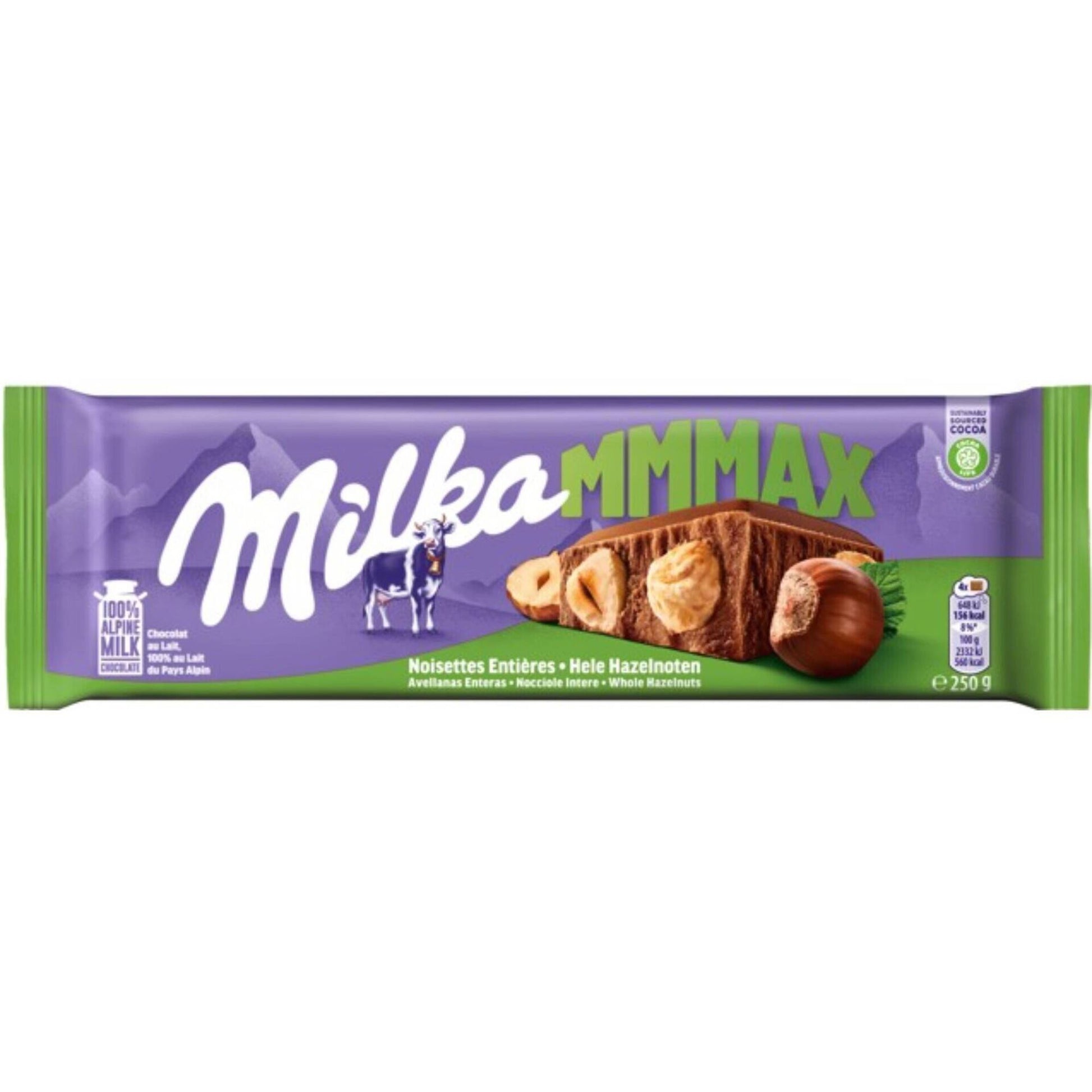 Milka Whole Hazelnut Chocolate bar with Alpine milk and whole hazelnuts, 250g - Desapega.nl