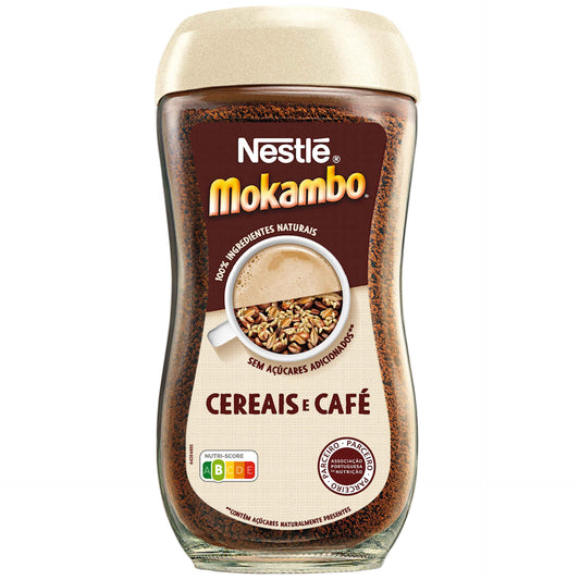 Nestlé Mokambo Bebida de Cereais com Café 200g jar with Portuguese cereal coffee blend - buy from Desapega.nl