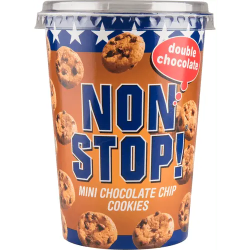 Non Stop Mini Double Chocolate Cookies 125g pack with chocolate chunks Dutch cookies - Desapega.nl