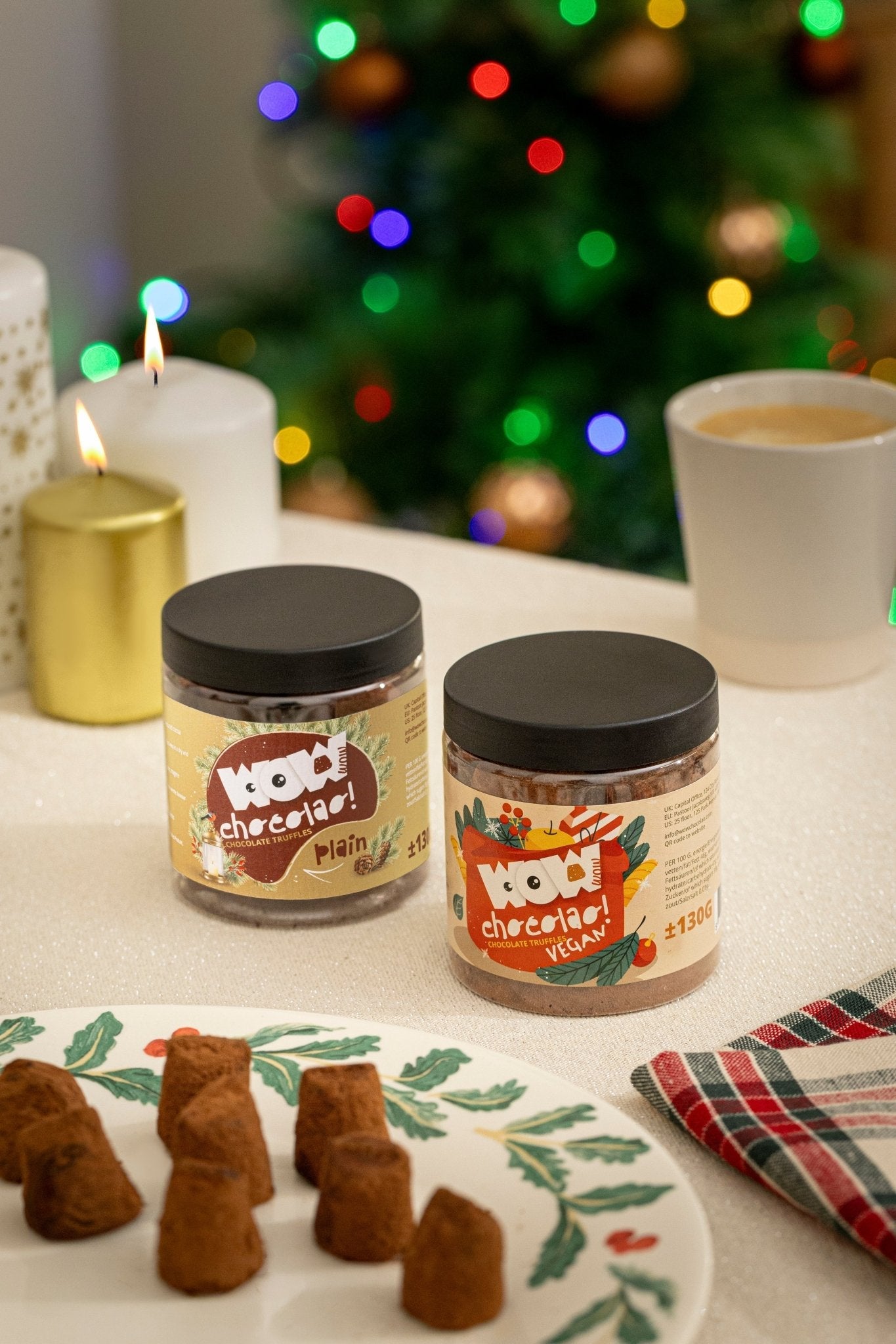 Plain Chocolate Truffles - Christmas Edition -  Gifting jar 130g
