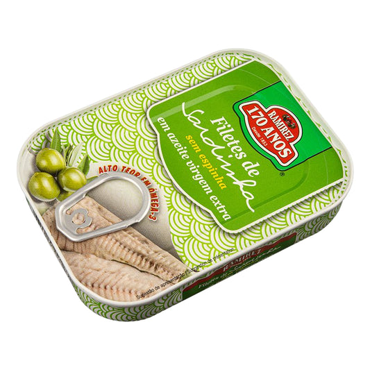Ramirez Sardine Fillets in Extra Virgin Olive Oil 100g - Boneless & Skinless Portuguese Conserva - Desapega