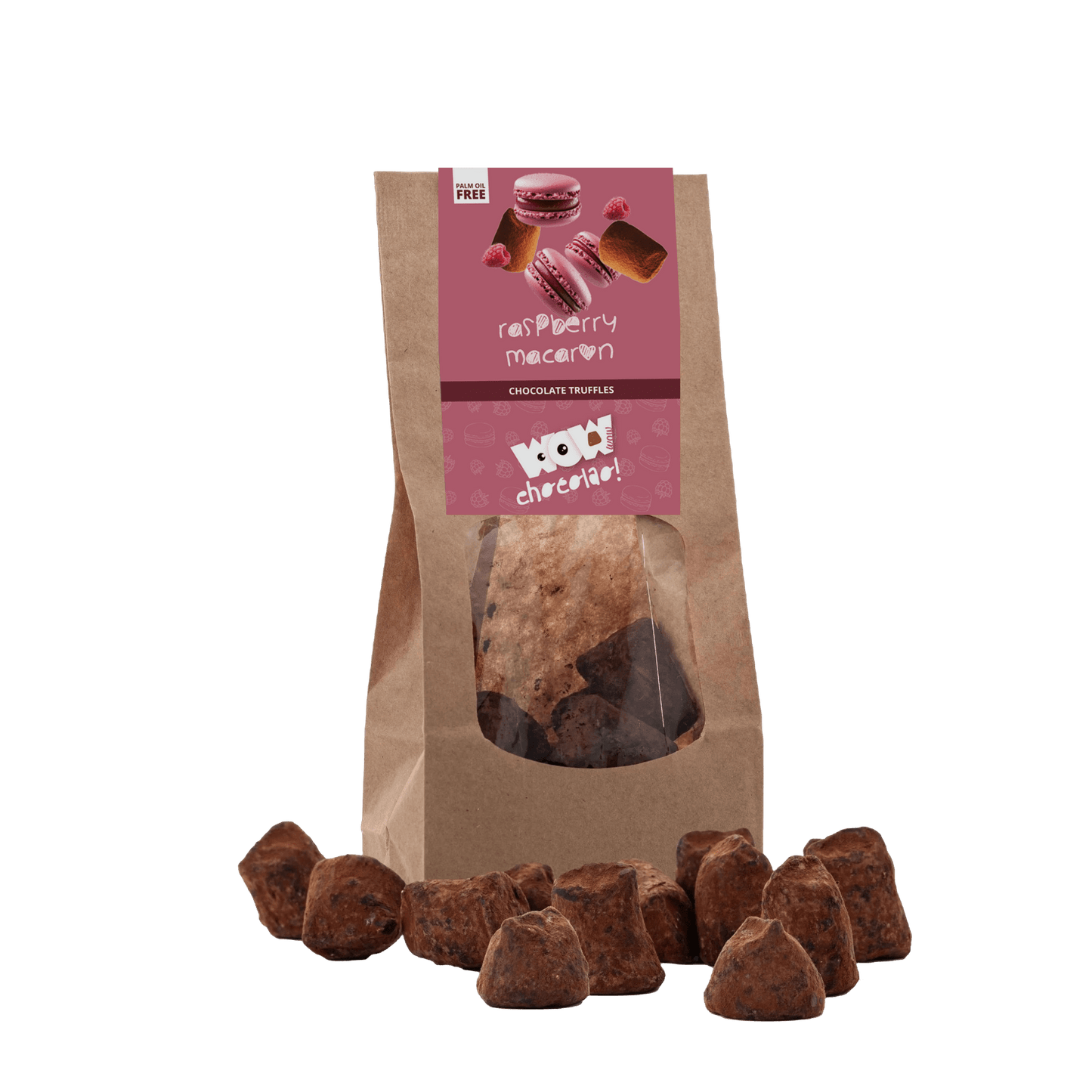 Raspberry Macaron Chocolate Truffles - Biodegradable bag 130g
