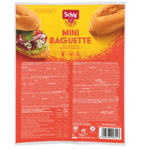 Schär gluten-free mini baguettes 150g package, pre-baked sourdough rolls ready to finish at home - Desapega.nl