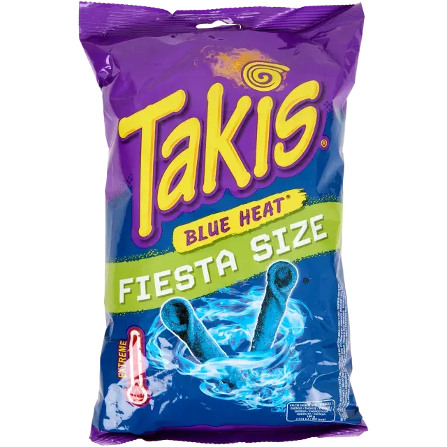 Takis Blue Heat 200g fiesta size bag - electric blue spicy rolled tortilla chips - Desapega.nl