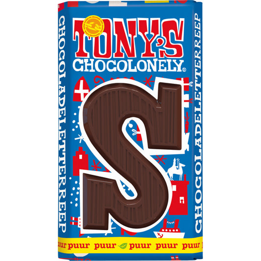 Tony's Chocolonely Chocolate Letter S 180g white Belgian chocolate bar for Sinterklaas festivities - buy from Desapega.nl