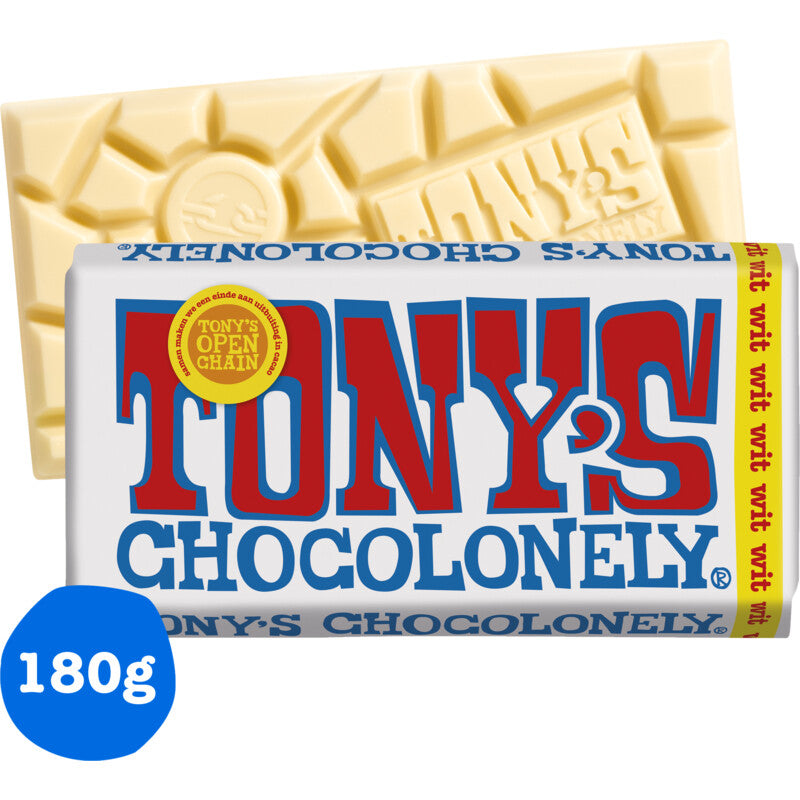 Tony's Chocolonely Chocolate Branco 180g - Belgian white chocolate bar, Fairtrade, creamy and traceable origin - buy from Desapega.nl