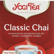 Yogi Tea Classic Chai organic herbal tea box with 17 spiced tea bags containing cinnamon, ginger, cardamom, cloves and black pepper - Desapega.nl